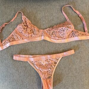 Lounge Lingerie Set Pink Lace Intimate Set